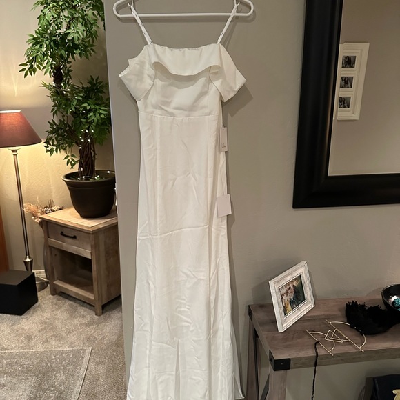 Lulus Dose of Love Satin Off-The-Shoulder Mermaid Maxi Dress, SIZE SMALL - Picture 6 of 7